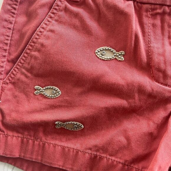 JCREW Minnow Fish Embellished Metallic Beaded Shorts Salmon Rust Orange Red Sz 2 - Picture 5 of 5